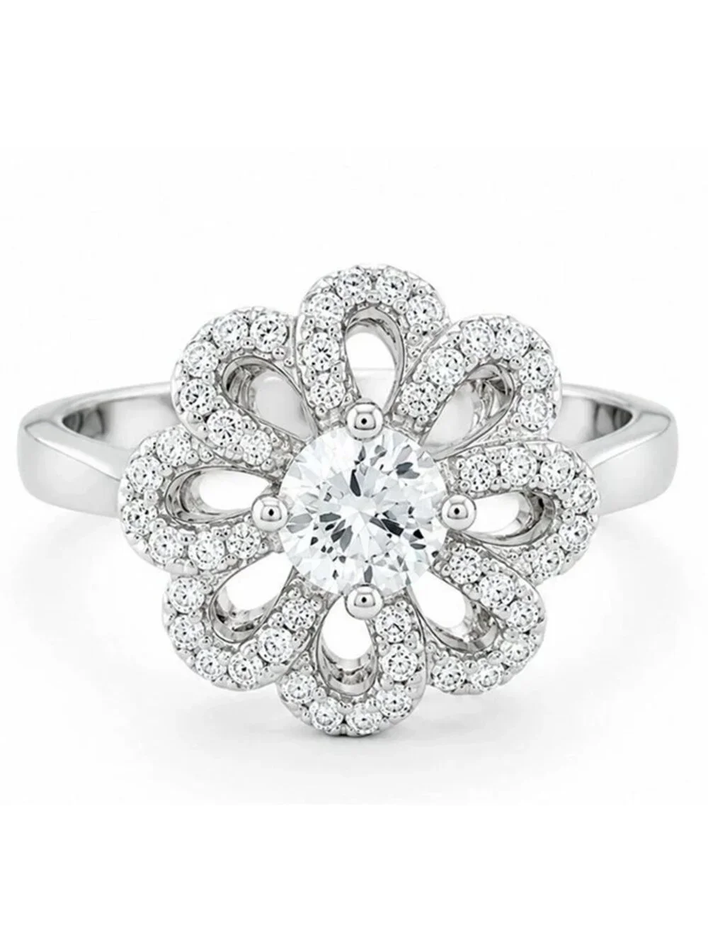 Created 0.98 Cts White Sapphire Ring Solid .925 Silver